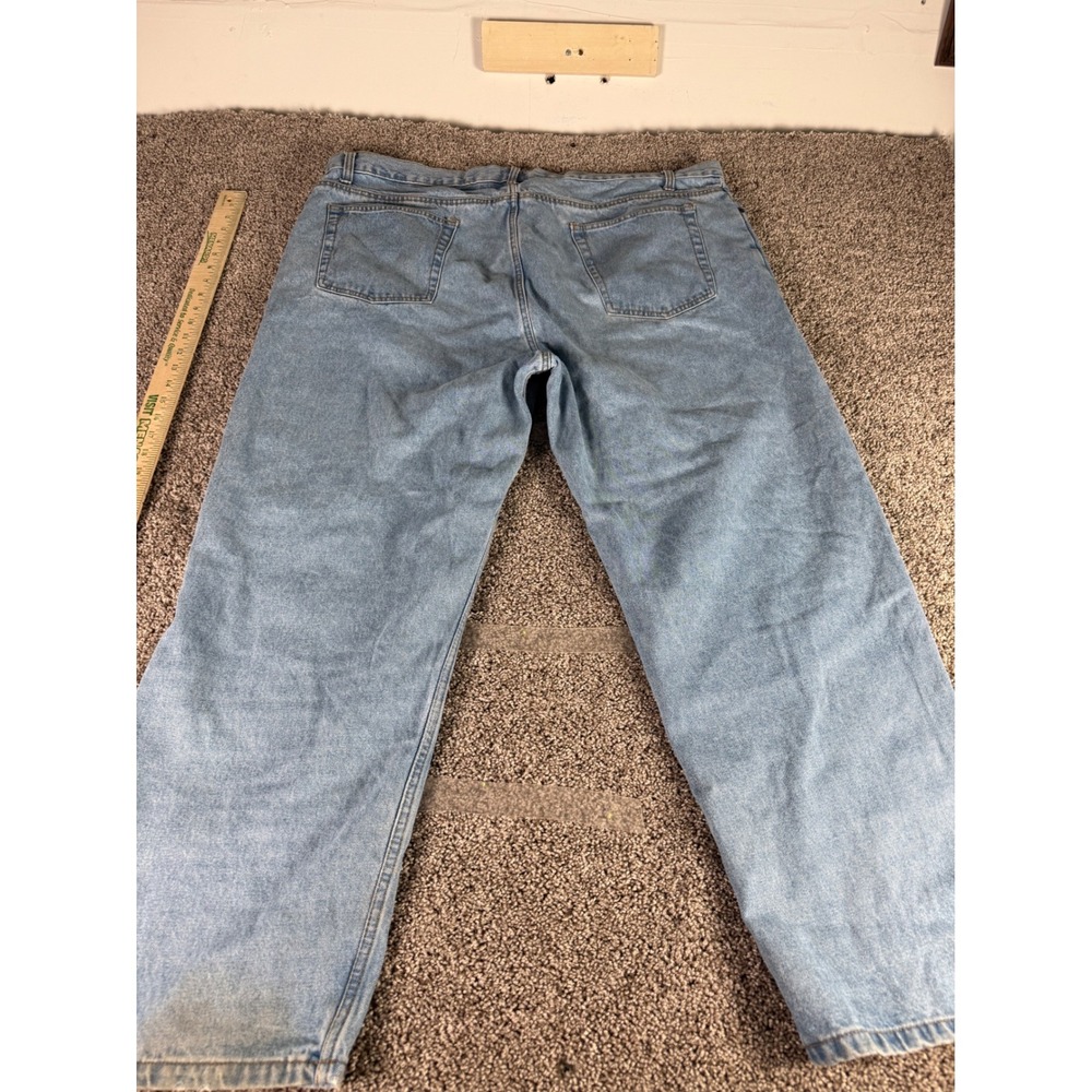 Faded Glory Original Mens Jeans 46x30 Light Wash Blue Denim Straight Leg Cotton